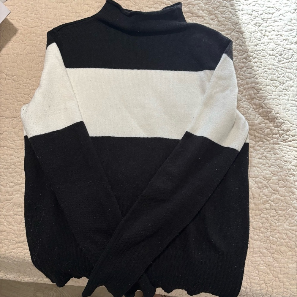 French Connection Black and White Turtleneck Sweater